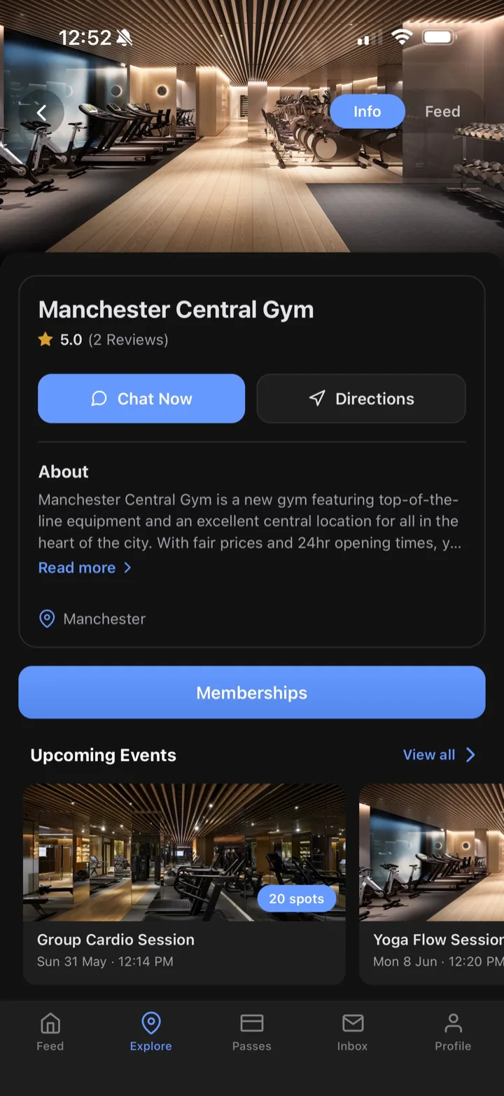 Dyno member app — club detail